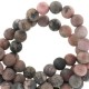 Natuursteen kralen 8mm matte Black line rhodonite